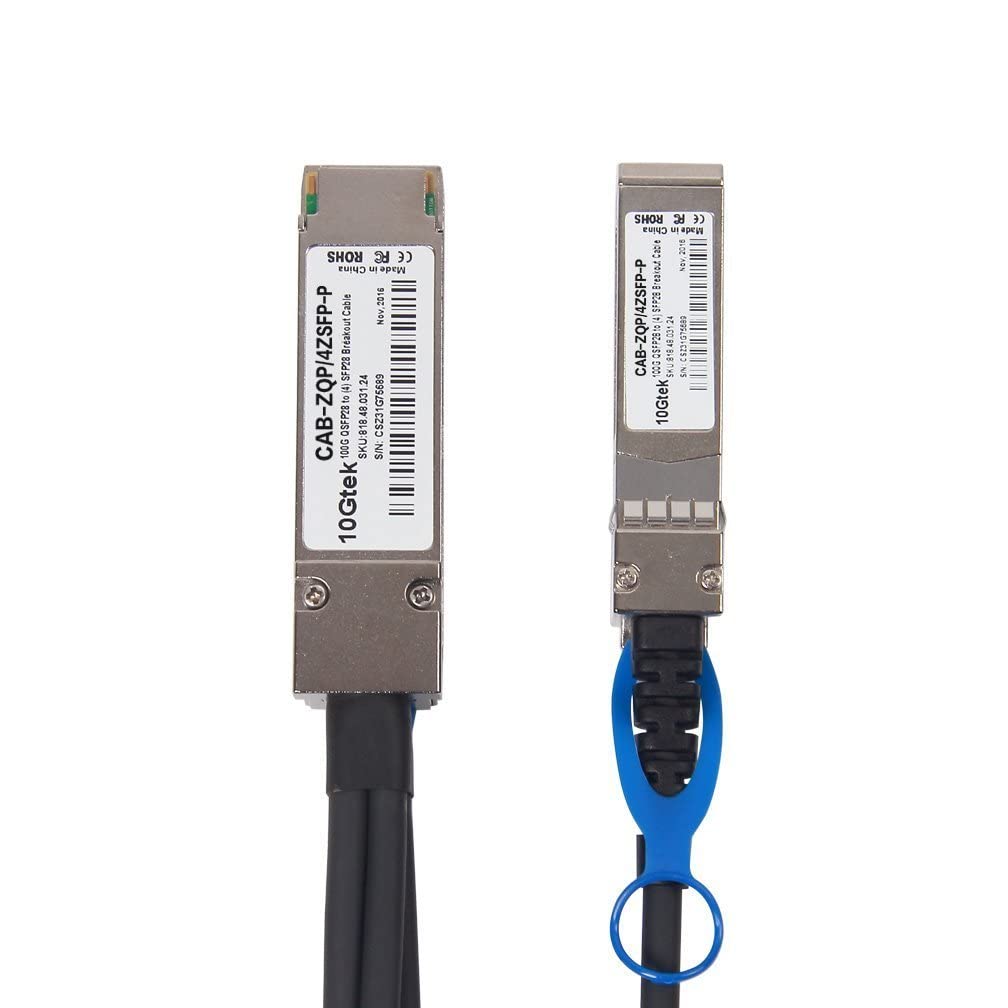 10Gtek 100G QSFP28 to 4X 25G SFP28 Breakout DAC Passive Direct Attach Copper Twinax Cable for Arista CAB-Q-4S-100G-1M, 1-Meter(3.3ft)