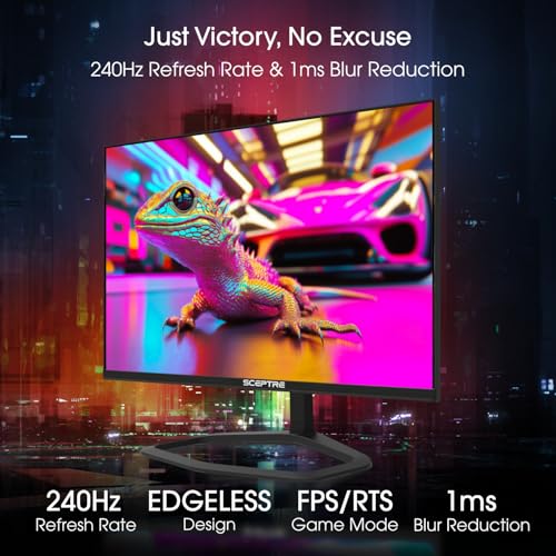 Sceptre New 24.5-inch Gaming Monitor 240Hz 1ms DisplayPort x2 HDMI x2 100% sRGB AMD FreeSync Premium Build-in Speakers, Machine Black 2026 (E255B-FWD240 Series) - Image 5