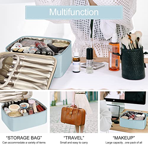 Pocmimut Makeup Bag Cosmetic Bag For Women Cosmetic Travel Makeup Bag Large Travel Toiletry Bag For Girls Make Up Bag Brush Bags Reusable Toiletry Bag(Blue) #TOP6