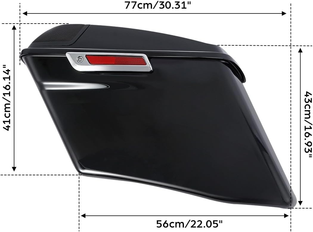SLMOTO Saddle Bags 4" CVO Stretched Extended Hard Saddlebags w/Latch Fit for Fit for Harley Touring Road King Electra Glide FLT FLHT FLHTCU FLHRC 2014-2023
