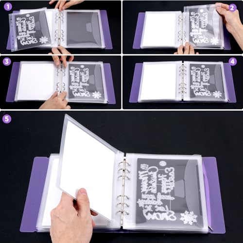Image of UNIMEIX 12 Pcs Magnetic Sheets for Die Storage with 1 Binder Cover, 2 in 1 Storage Stamp and Die Storage Bags Die Cut Storage Supplies(0.8 mm Thickness, Purple)