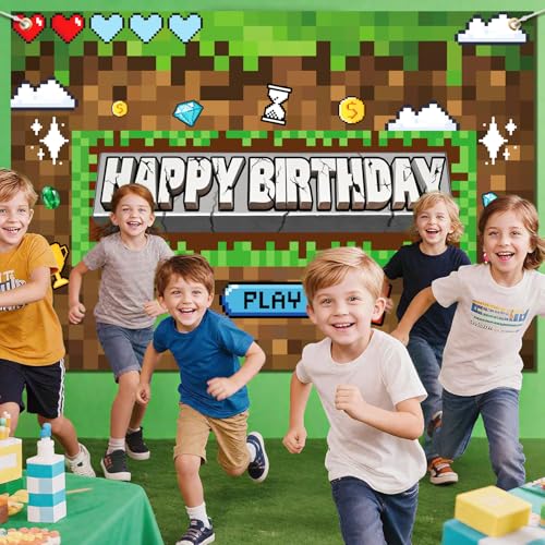 Decoración de Fiesta Pixel Banner Fondo Videojuego Minero miniatura 5