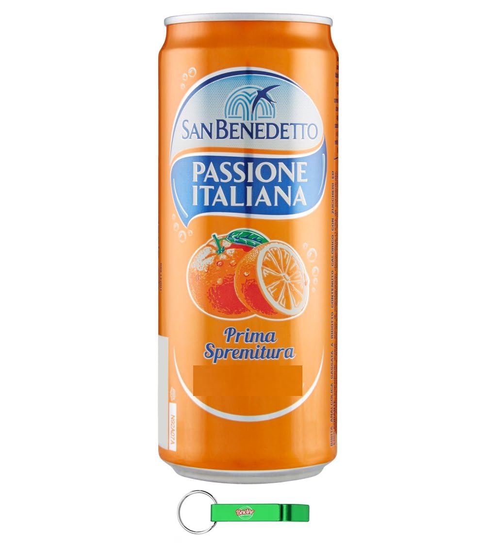 San Benedetto Orange Passione Italiana Aranciata Dose 72 x 330ml Orange mit 100% italienischem Orangensaft + Beni Culinari Kostenloser Schlüsselanhänger