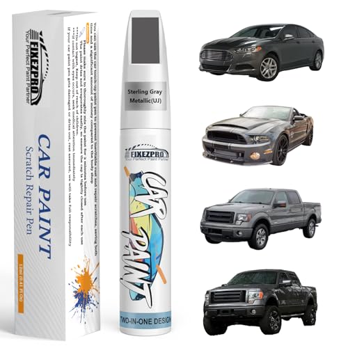 Image of Sterling Gray Metallic(UJ) Touch Up Paint for Ford, Car Paint Scratch Repair Remover Pen Color Exact Match, Quick and Easy Fix Automotive Chips and Nicks Scuff
