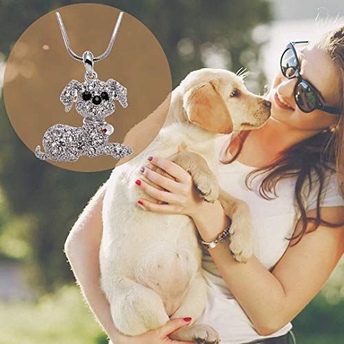 Pammyj Puppy Dog Necklace With Clear Crystals, 18" #TOP3