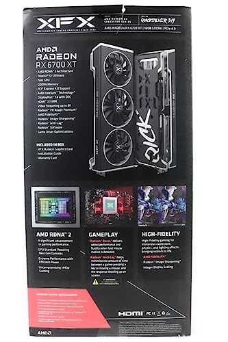 Image of XFX Speedster QICK319 AMD Radeon RX 6700 XT Black Gaming Graphics Card with 12GB GDDR6 HDMI 3xDP, AMD RDNA 2 RX-67XTYPBDP (Renewed)