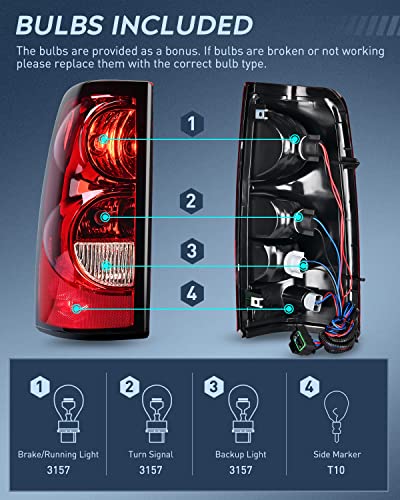 Image of Nilight Taillight Assembly Compatible with 2003-2006 Chevy Silverado