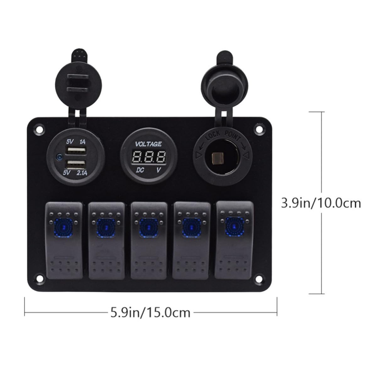Pannello Interruttori per Imbarcazioni 5 Posti 12v 24v | Protezione Sovracorrente, Struttura Robusta, per Veicoli e Imbarcazioni, Abs, LED e Rame