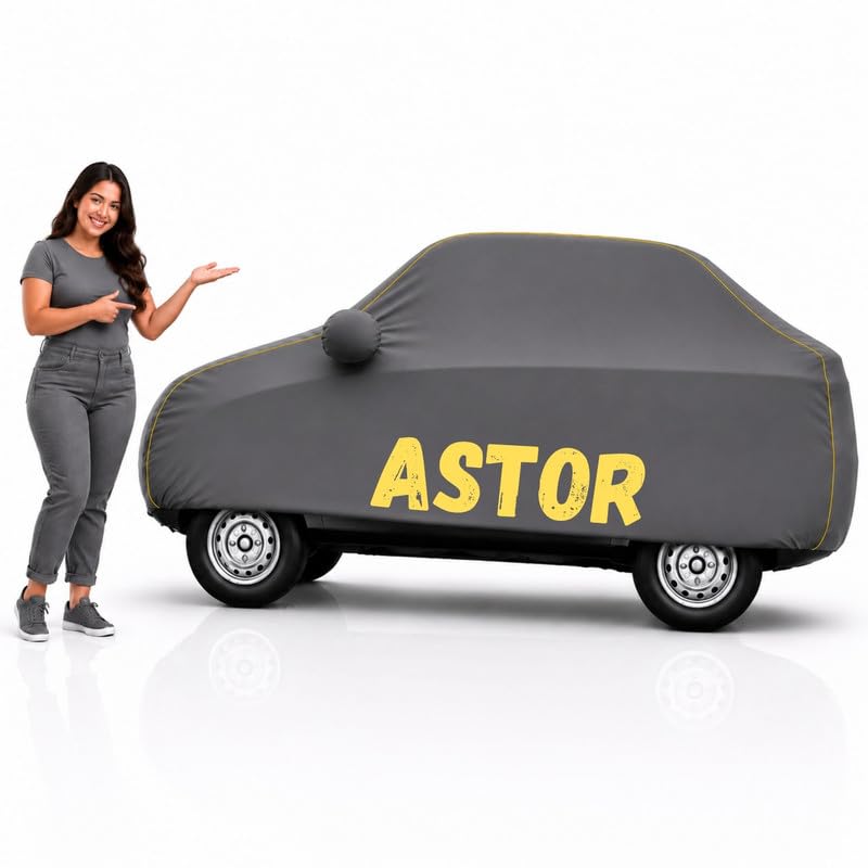 Image of Long-Life 100% Waterproof Astor Car Body Cover for Dust & Rain, Compatible with All Models of Astor Car Cover, Comes with Bird Droppings, Scratch, UV and Paint Protection - Grey