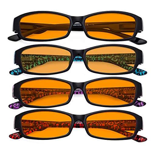Image of Eyekepper 4-pack Blue Light Blocking Glasses for Women Orange Tinted