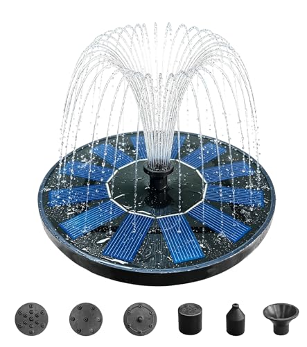 OUISJYER Solar Bird Bath Fountain Pump, 6V 1.2W Floating Solar Fountain, 5 Spray Patterns Water Pump...