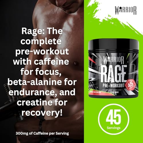 Warrior Rage - Pre-workout Powder - 392g - Energy Drink Supplement with Vitamin C, Beta Alanine and Creatine Gluconate - 45 Servings (Wicked Watermelon) - Image 4