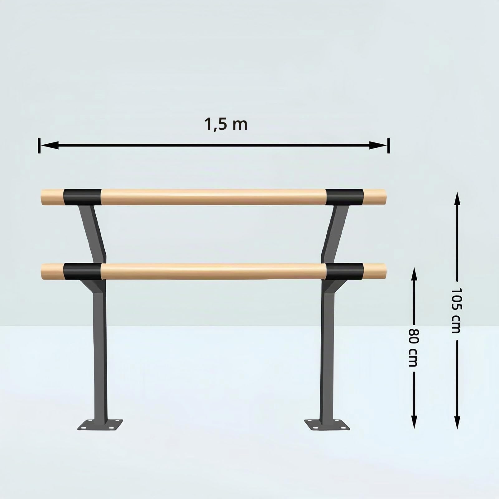 Barra de estiramiento de madera de barra de ballet doble independiente portátil,Barra de baile fija en el suelo poste de práctica profesional,Barra de Baile Elástica para Entrenamiento en Casa