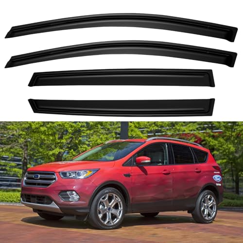 Image of Window Visors Rain Guards Shield for 2013 2014 2015 2016 2017 2018 2019 Ford Escape, Out-Channel Window Vent Wind Deflectors Visors Shades for 13-19 Escape