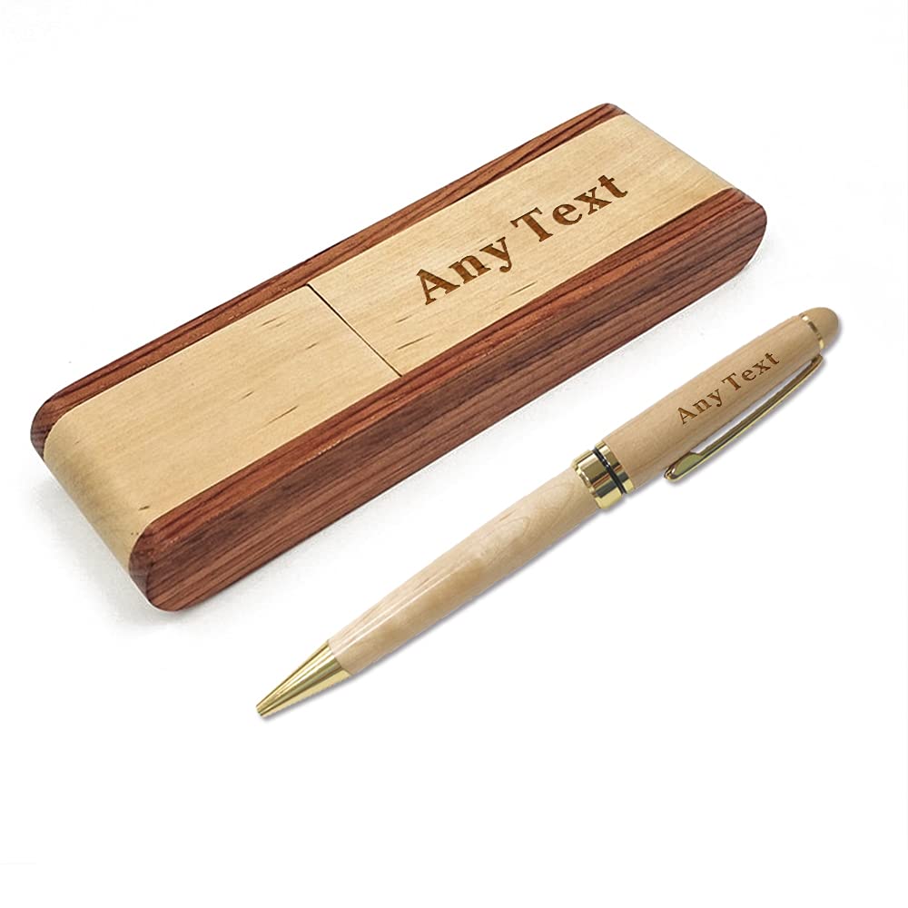EDSG Personalised Pen | Engraved Wood Ballpoint Pen | Ideal Birthday Wedding Fathers Day Christmas End of Term Thank You Teachers Gift Graduation Gift for Friend (Any Text)…