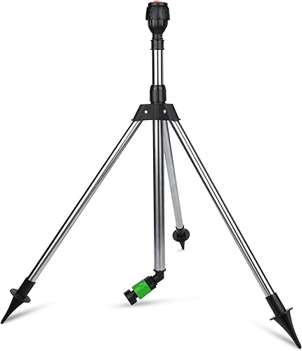 Aspersor de trípode giratorio, rociadores de riego giratorios de 360 grados, de acero inoxidable, trípode de impacto de acero inoxidable, aspersor