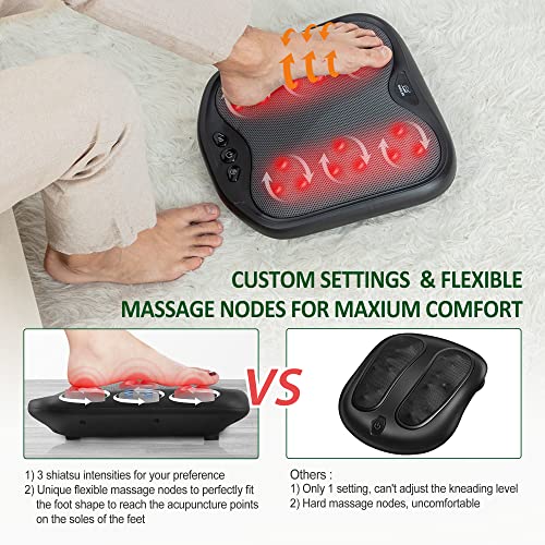 Snailax Shiatsu Fussmassagegerät mit Wärmefunktion,18 Flexible Kneading Massageköpfen, Massagegeräte für alle Fußgrößen… – Bild 5