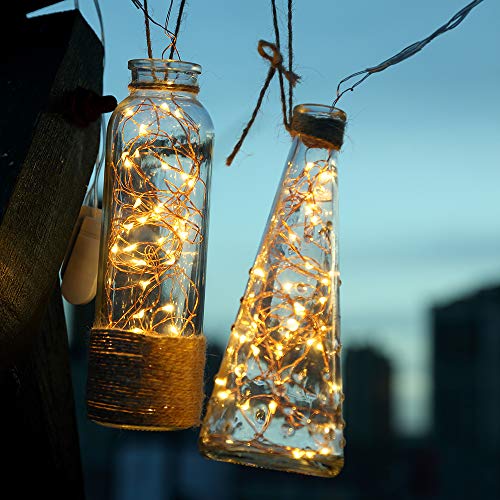 CENXINY Lot de 2 guirlandes lumineuses à 100 LED en fil de cuivre avec télécommande et minuterie pour guirlande lumineuse 8 modes Blanc chaud 10 m