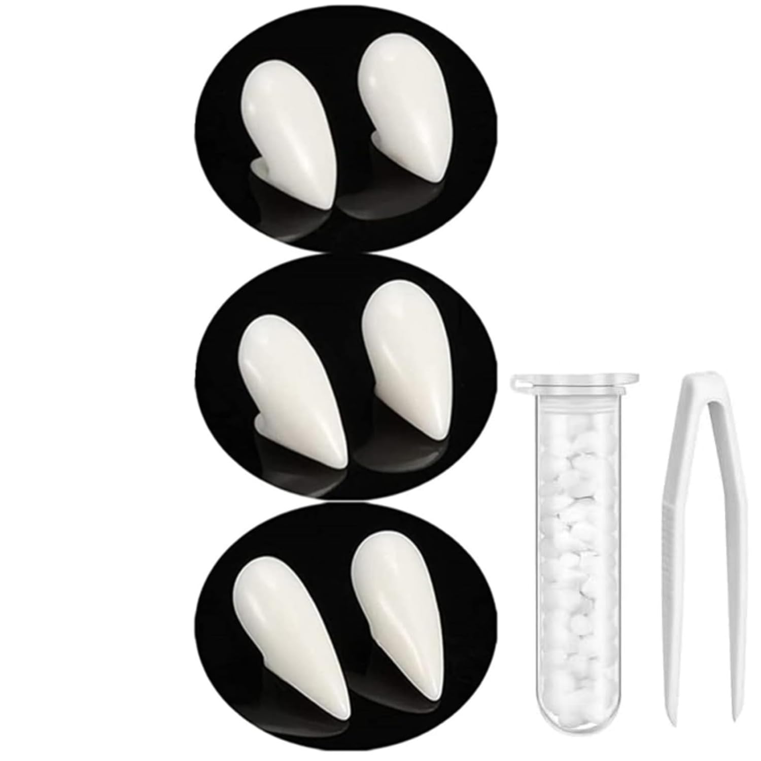Zhjuju Vampire Teeth Fangs,3 Pairs Halloween Vampire False Teeth For Cosplay Party Props Halloween Party Fangs,13/15/ 17 Mm.