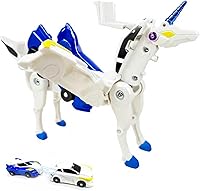 Vista 1 de Juguete de coche de unicornio transformador de colisión, 2 autos que se estrellan y se transforman en juguetes de robot de unicornio para niños