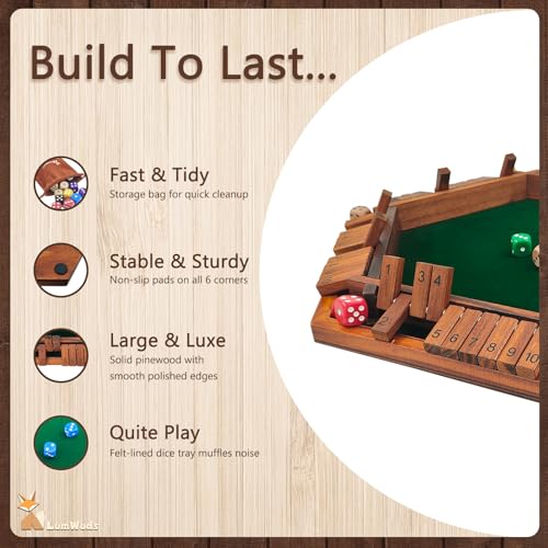 Shut The Box Game juego de mesa de madera para 1 a 6 jugadores miniatura 4
