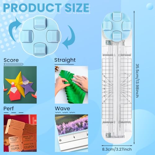 Image of 4-in-1 Paper Cutter and Trimmer with Straight, Wave, Dotted & Crease Blades, Precision Craft Cutting Tool for Scrapbooking, Card Making & DIY Projects