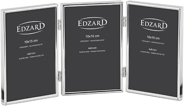 Edzard triple photo frame Genoa, silver plated, tarnish protected, for 3 photos 3,9 x 5,9 in
