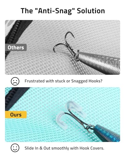 CVLIFE 6-Pocket PVC Mesh Fishing Lure Bag, Tackle Storage Organizer | 6 Storage Compartments, Waterproof PVC & Breathable Mesh, 160 Hook Covers, Retractable Sharpener, Portable Roll-Up - image 4