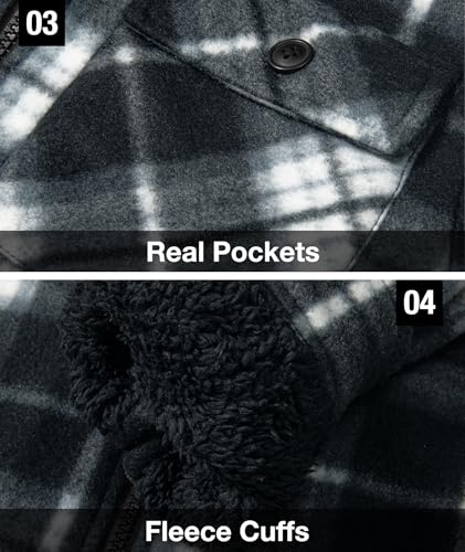 Image of GEEK LIGHTING Boys Flannel Jacket Sherpa Lined Hoodies Zip Up Fleece Plaid Shirt Jackets Winter Outdoor Coat Warm