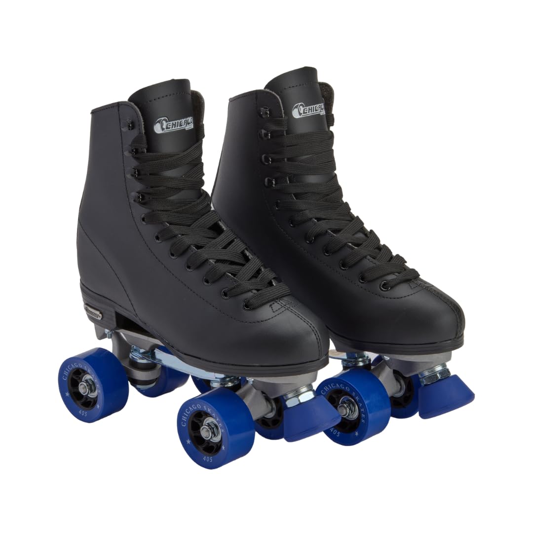 CHICAGO SKATES Men's Classic Roller Skates - Premium Black Quad Rink Skates