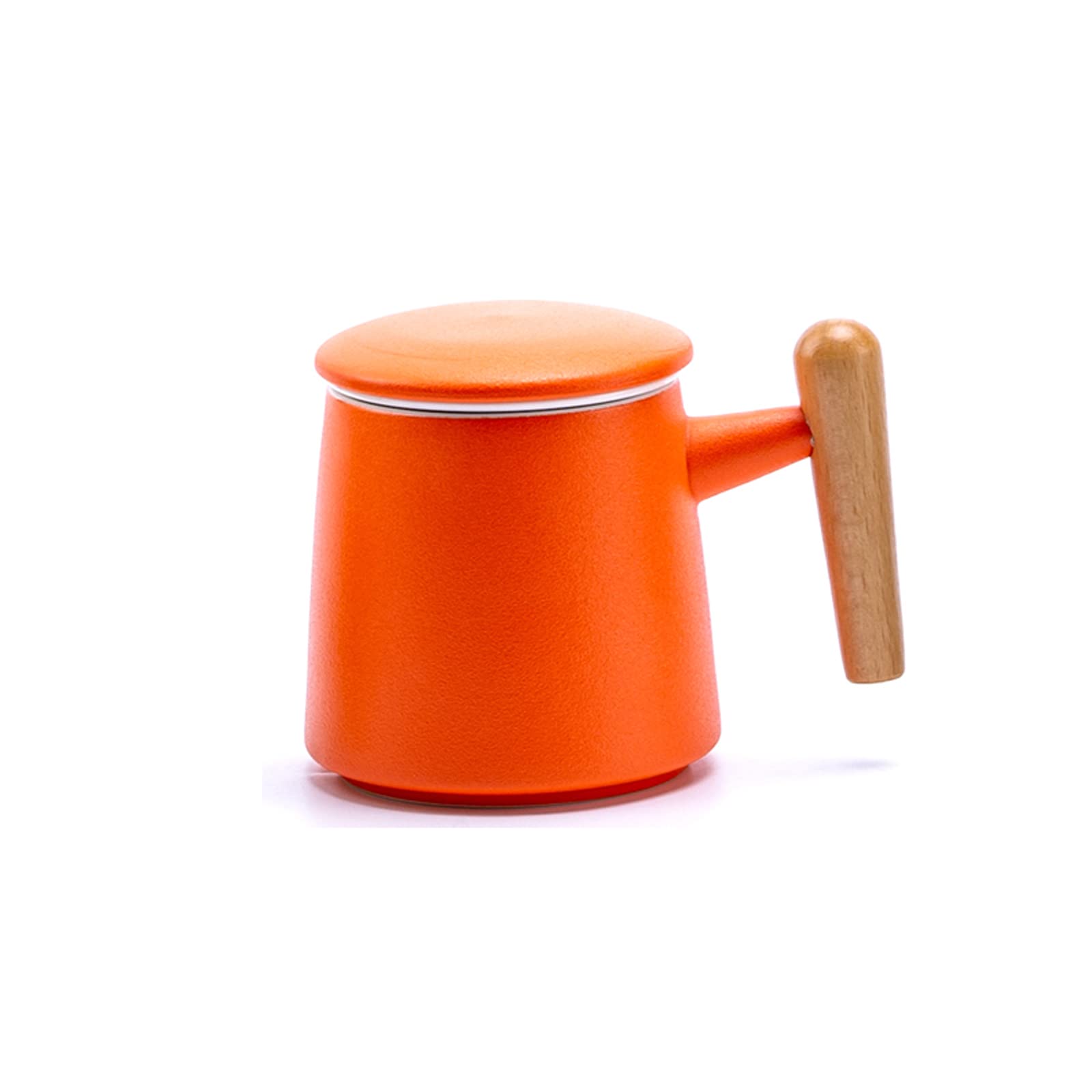 Orientalny ceramiczny zestaw do herbaty Zestaw do herbaty Ceramiczny kubek do herbaty z uchwytem z litego drewna, Porcelanowa filiżanka do herbaty z pokrywką i zaparzaczem, Kubek z zaparzaczem, Cerami