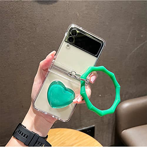 Accessoire Galaxy Z Flip 4 transparent avec bracelet perles coeur pour offrir