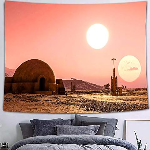 FEASRT Psychedelic Sun Star Planet Tapestry Two Suns Tapestry Desert Planet Tatooine Tapestries Wall Hanging Large 93x71inch for Living Room Home Bedroom Dorm Decor GTLSAY554 Cover