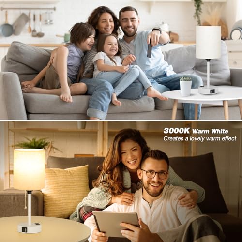 Image of Small Bedside Table Lamp for Bedroom, Desk Lamp with USB Ports for Dorm
