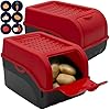 Novaliv Aardappelopbergdoos, medium, 5 liter, turquoise, aardappelbox, stapelbaar, uienbox, aardappelmand, fruitcontainer, aardappelkist, uienopslag, vershouddoos voor wortelen, 2 stuks