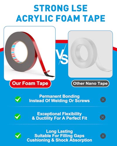 Image of EMITEVER Double Sided Tape Heavy Duty, Tesa Adhesive Mounting Tape Waterproof, 0.59IN x 27FT Strong Acrylic Foam Tape for Walls, Automotive, Home Office Decor