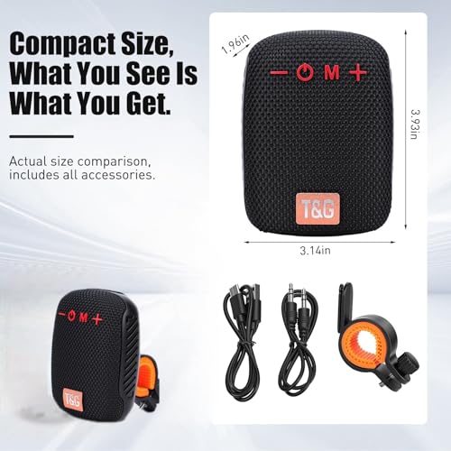 Sanpyl Portable Bluetooth Bike Speaker for Cycling, Dual Pairing Outdoor Speaker, Supports FM Radio, Outdoor Speaker, Hiking, Camping(Black)