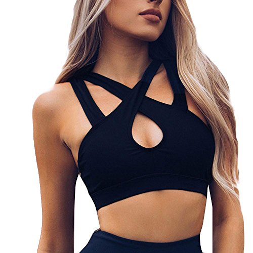 VECDY Correas Negaro De Los Deportes Atractivos De Las Mujeres Sin Mangas Chaleco Hueco De La Camisa Correa De La Manera Chaleco De La Aptitud Camiseta(Negro,S)