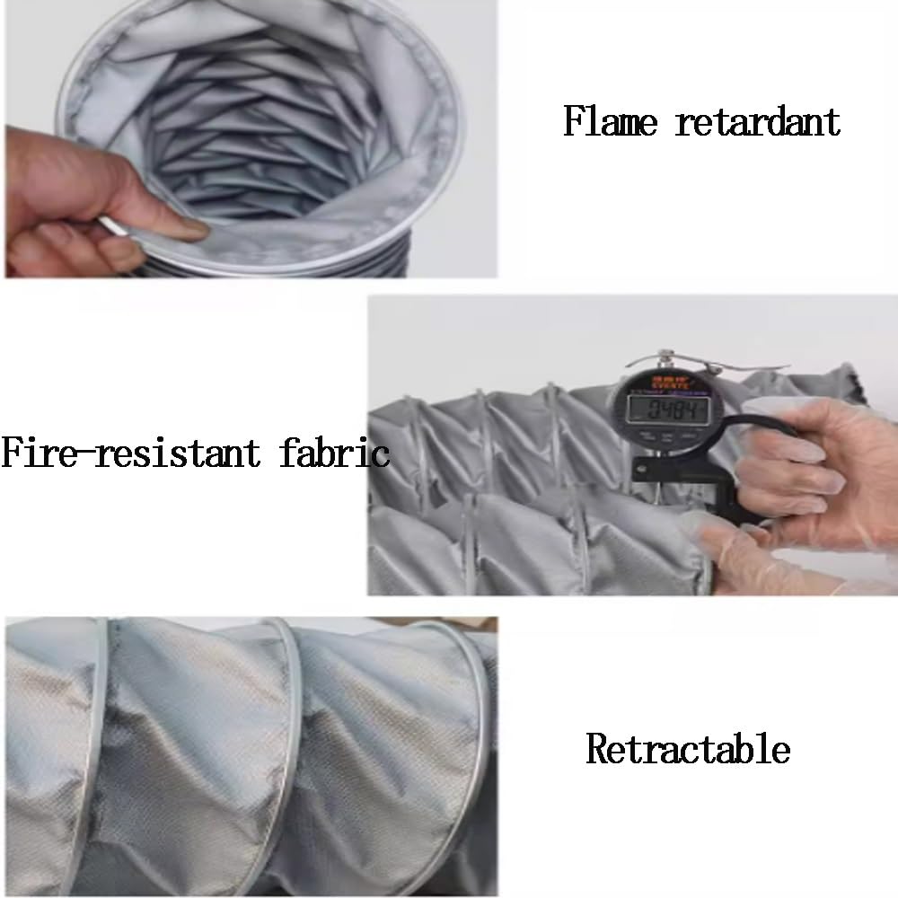 Manguera para conductos, Manguera Flexible de Alta Resistencia para ventilación - Conducto de Aire retráctil para Ventilador Extractor y Extractor de Humos, Resistente a Altas temperaturas,