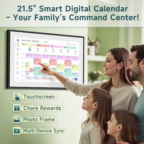 Image of 21.5 inch Digital Calendar with Chore Rewards, Touchscreen & Photo Frame