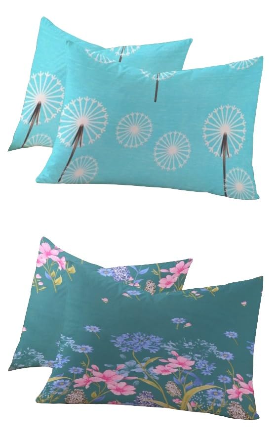 Image of RD TREND 210 TC Premium Glace Cotton Assorted King Size Printed Floral Design Pillow Cover -18 inchX28 inch Inches,(Pack of 2) of Any 4 Pieces Color Multi-230