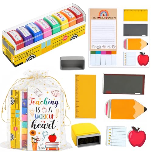 Teacher Appreciation Gifts for Women Men Back to School End of Year Birthday Gifts for Preschool Teacher Teacher Stamps Sticky Notes Blackboard Self-Stick Note Pads Classroom Supplies Must Haves