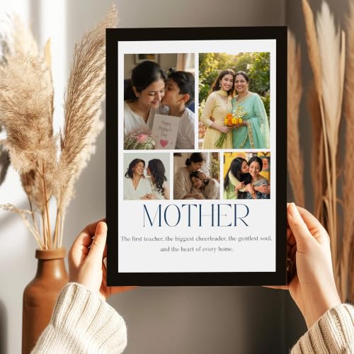 Image of Art Street Personalized Gift for Mother, MOM Photo Frame | 5 Image Collage with Custom Text, Customized Photo Frame for Mother, Wall Decor for Bedroom Living Room, A4 Size 8x12 Inch