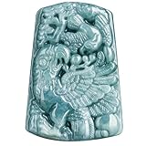 YBGCRD Natürlicher Eisgrüner Jadeit, geschnitzt, einzigartiger Papageien-Glückstier-Anhänger, Amulett, Luxus-Jade, trendiges Schmuckgeschenk