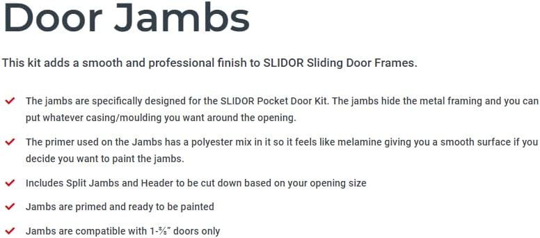 Miniatura 3 de Kit de jamba solo para SLIDOR Kit de marco de puerta de bolsillo  Incluye 4 verticales para poste de puerta y entrada de bolsillo  Fabricado con MDF
