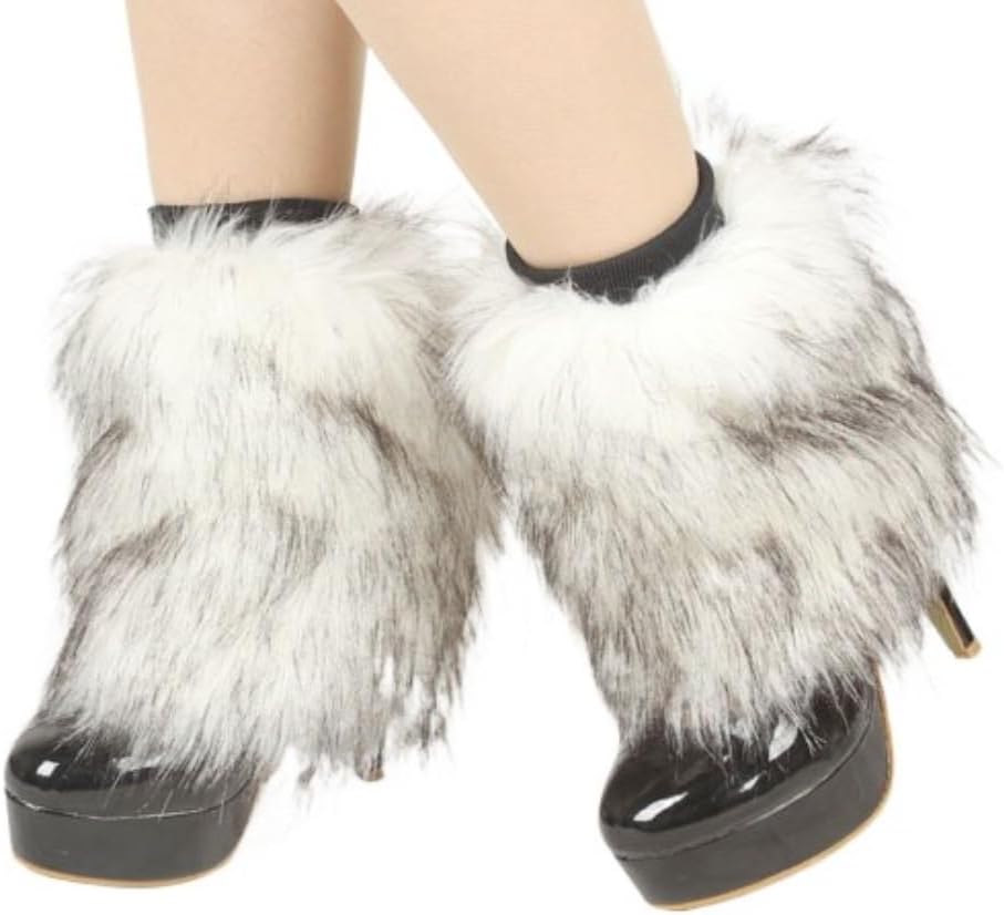 Fuzzy Leg Warmers Fuzzy Socks for Women Punk Halloween Party Leopard Leg Warmers Y2k Fluffy Socks Striped Cute