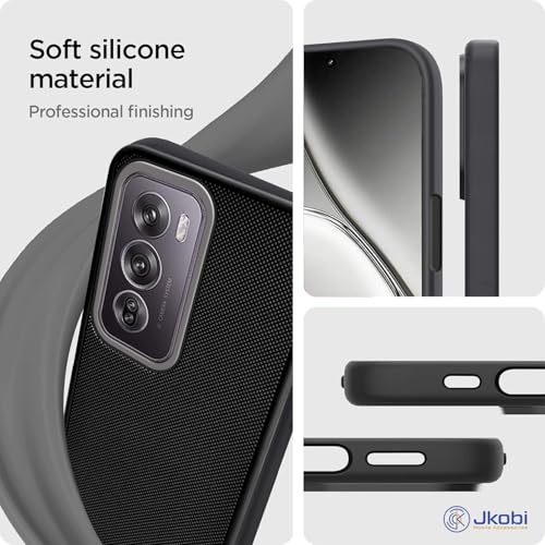 Image of Jkobi Silicone Back Cover Case for Oppo Reno12 Pro 5G | Oppo Reno 12 Pro 5G (Textured Grip Design | Camera Protection | Slim and Light Weight | Soft Touch and Feel | Black)
