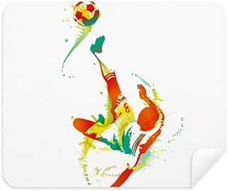 Football Player Bicycle Kick Pattern Cleaning Cloth Screen Cleaner 2pcs Suede Fabric