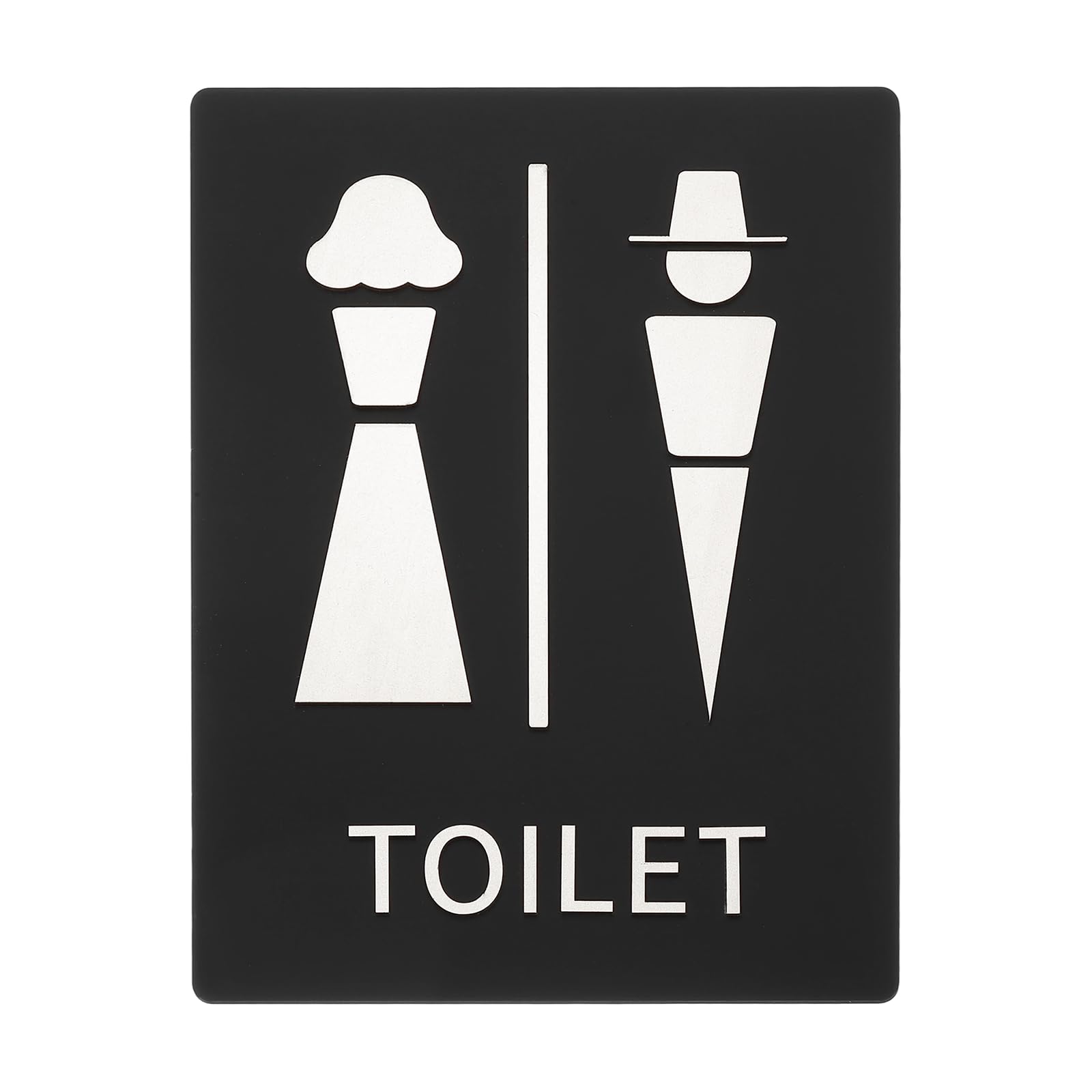 PATIKIL 1 Pack Restroom Sign, 8.3x11 Inch Bathroom Sign Unisex Self Adhesive Funny Metal Gender Neutral Cute for Business Home Toilet Door Wall Women Men Signage Silver, Style 5 — image 1