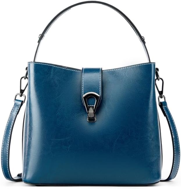 Genuine Leather Handbags for Women Vintage Fashionable and Versatile Shoulder Tote Crossbody Bucket Bags with zipper